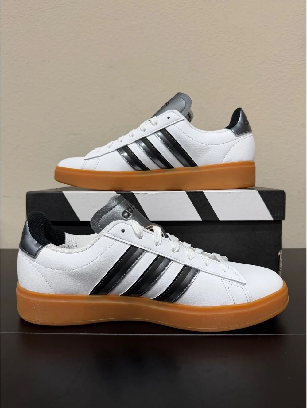 Size 8.5 - Adidas Women’s Grand Court 2.0 “White Iron Metallic Black”